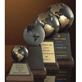 Genuine Black/Gold Marble World Globe Award w/ Base (8")